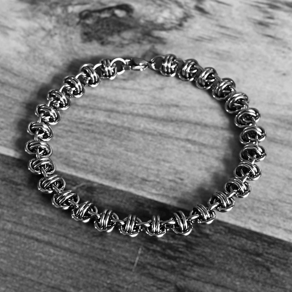 Stainless Steel Double Vision/Barrel Weave Chainmail Bracelet