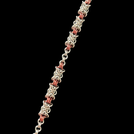 Two Tone Dainty Orc Weave Chainmail Bracelet - Copper