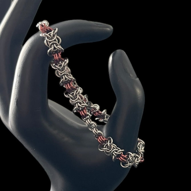 Two Tone Dainty Orc Weave Chainmail Bracelet - Copper