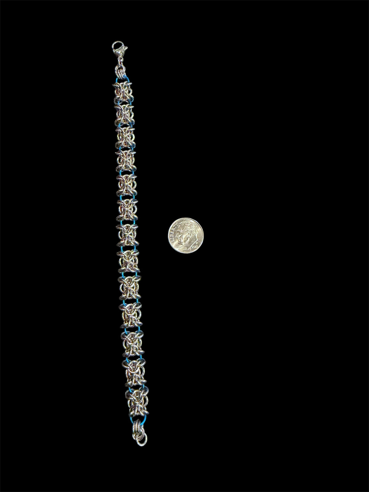 Two Tone Orc Weave Chainmail Bracelet - Aqua
