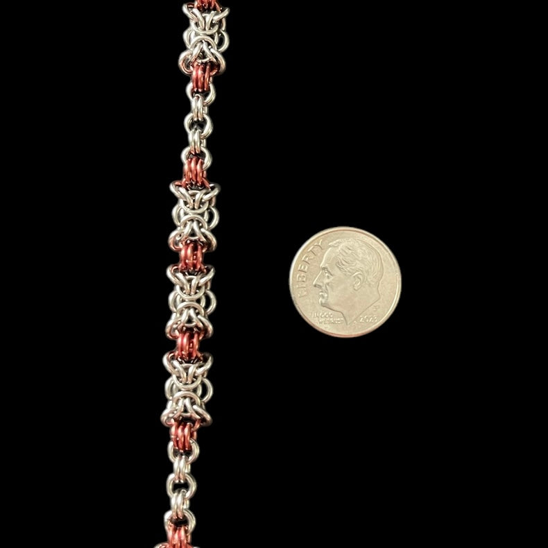 Two Tone Dainty Orc Weave Chainmail Bracelet - Copper