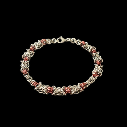 Two Tone Dainty Orc Weave Chainmail Bracelet - Copper