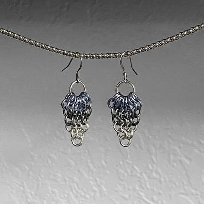 Euro Fan Chainmail Earrings - Frosty