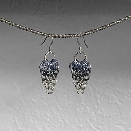 Euro Fan Chainmail Earrings - Frosty