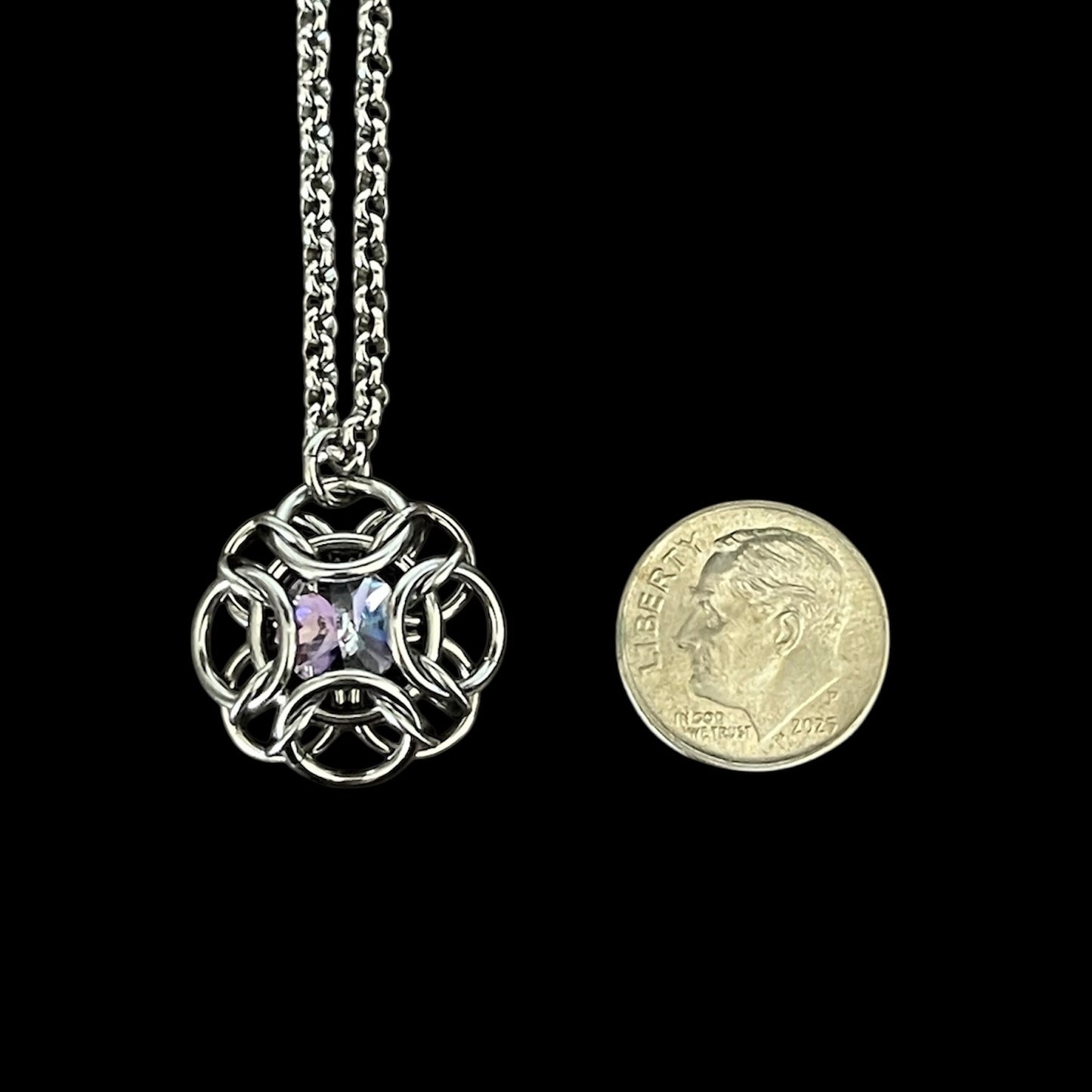 Oriana Crystal Pendant Necklace - Fractal Lavender