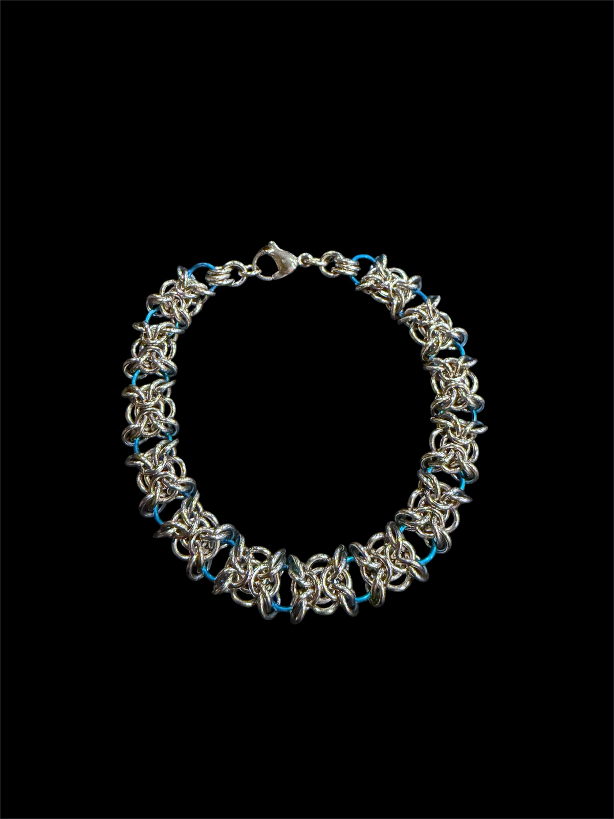Two Tone Orc Weave Chainmail Bracelet - Aqua