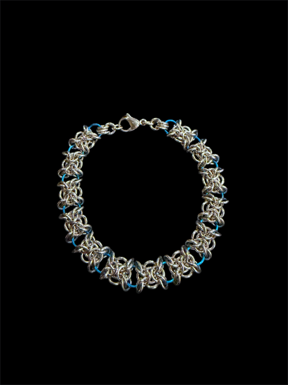 Two Tone Orc Weave Chainmail Bracelet - Aqua